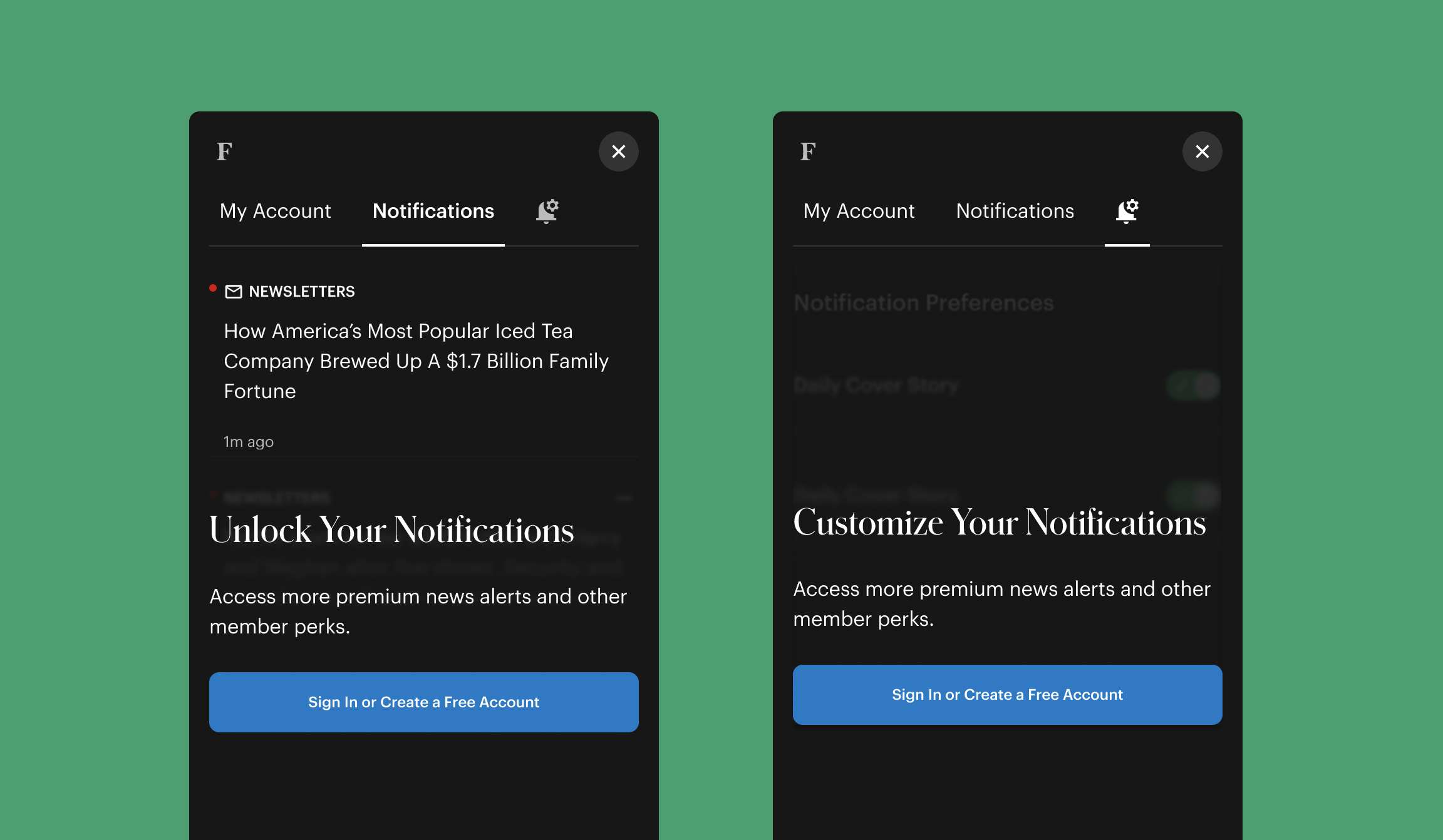 Notifcations behind an account paywall