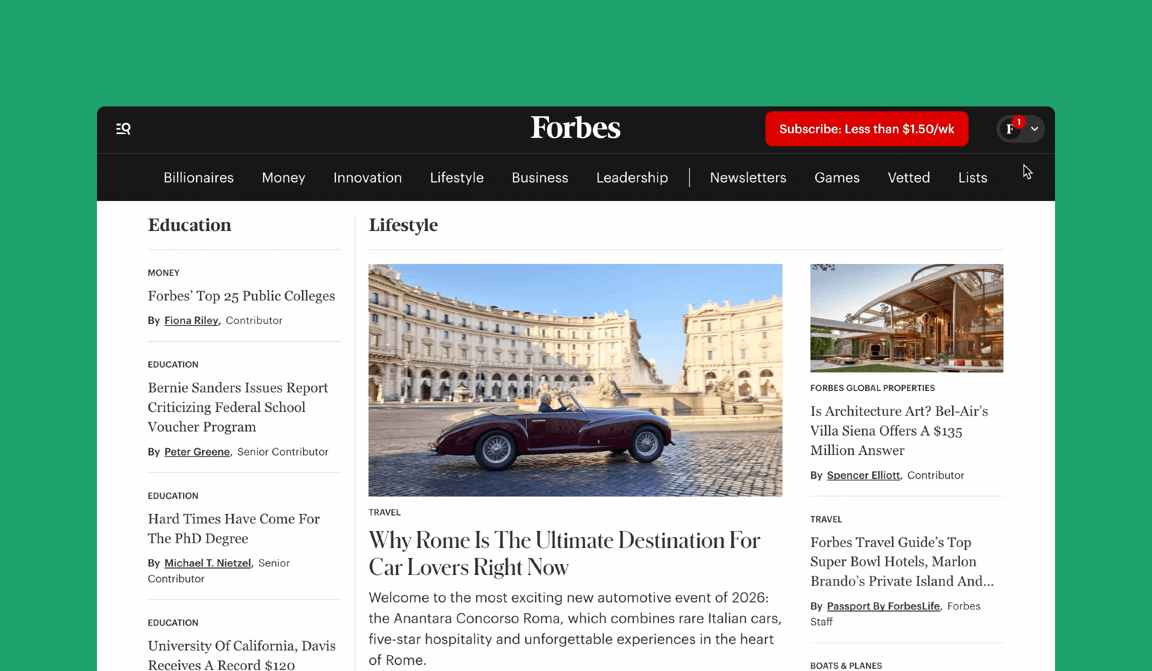 Forbes Explore interface showing personalized content recommendations